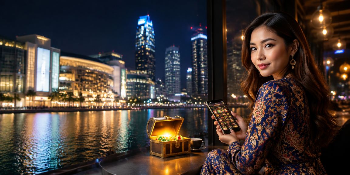 Wanita berbaju batik dari Petaling Jaya menikmati permainan dalam talian di rumah